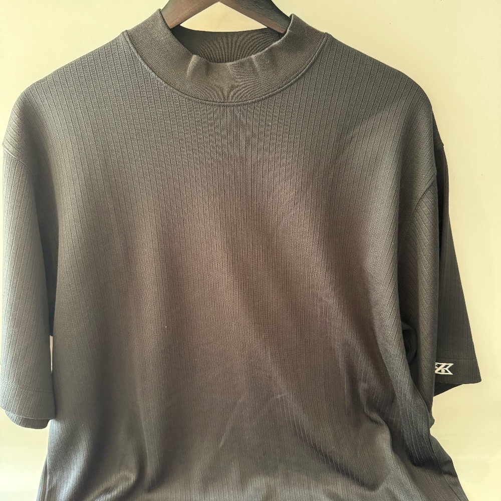 Men's Cutter & Buck S/S Dritech Ribbed Mock Neck Tee - Black - Size M
